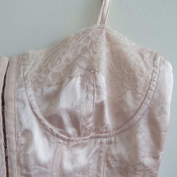 L.A. HEARTS Satin Floral Lace Up Corset Bustier Top Romantic Fairy Y2K Babydoll - Picture 8 of 14